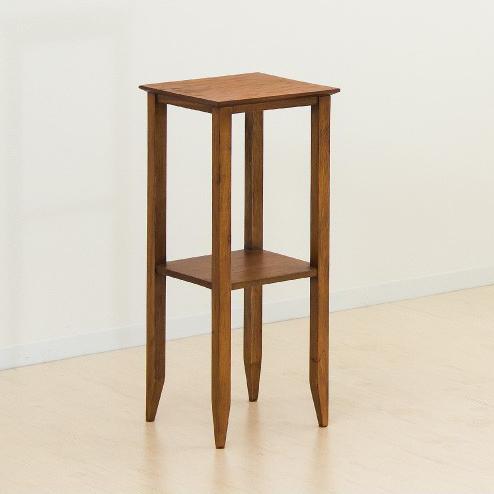 花台 スマホ充電台 天然木 マホガニー 無垢材 フラワースタンド 完成品