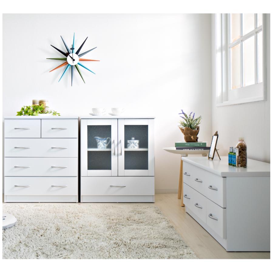 キャビネット ガラス扉 収納 食器棚 白 ホワイト 1人暮らし ブランコ