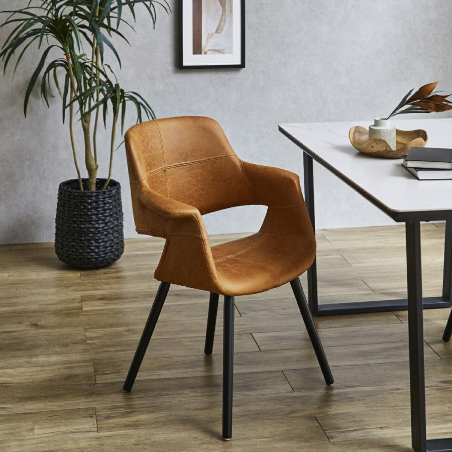 ダイニングチェア チェア ファブリックレザー ダークブラウン ライト