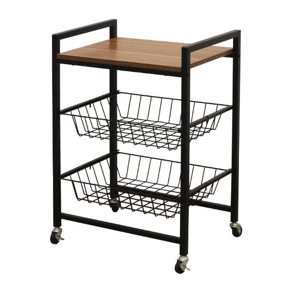 キッチンワゴン 天板付き キャスター付き ヴィンテージ風 ブラック