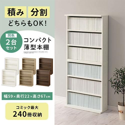 ぼん家具 本棚 スリム カラーボックス 薄型 大容量 おしゃれ 2個 縦