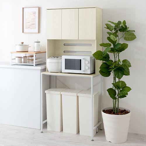 ぼん家具 レンジ台 ゴミ箱上ラック 食器棚 幅80 キッチン 収納