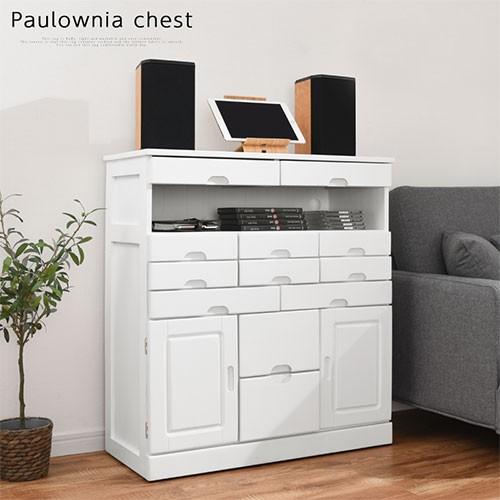 ぼん家具 チェスト タンス 収納 電話台 キャスター付き fax台 木製 桐