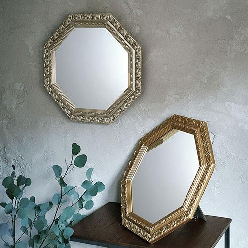 ぼん家具 鏡 壁掛け ウォールミラー 八角形 壁掛け鏡 壁掛けミラー