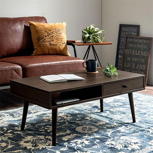ぼん家具 センターテーブル 引き出し 収納付き ローテーブル 収納 木製