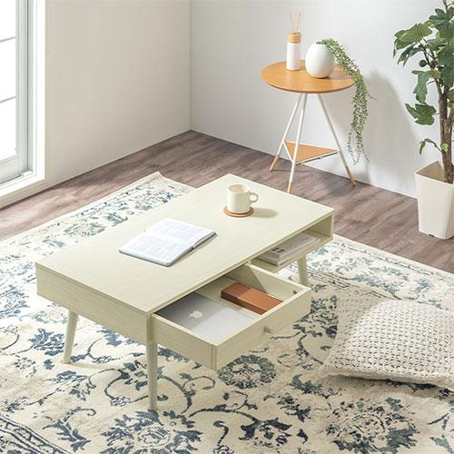 ぼん家具 センターテーブル 引き出し 収納付き ローテーブル 収納 木製