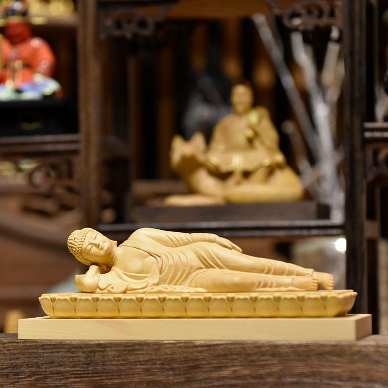 木彫り仏像 │【小仏】柘植釈迦涅槃像 3.0寸 : 海宇工芸館 Yahoo!店