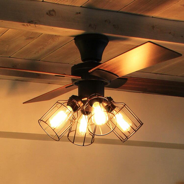 シーリングファンライト LED 4灯 ファン付き照明 リモコン付き