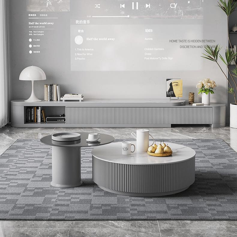 センターテーブル 2個セット テーブル 丸い セラミック グレー