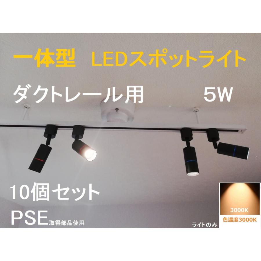 一体型 配線ダクトレール用 LEDスポットライト 10個セット 黒 二年保証