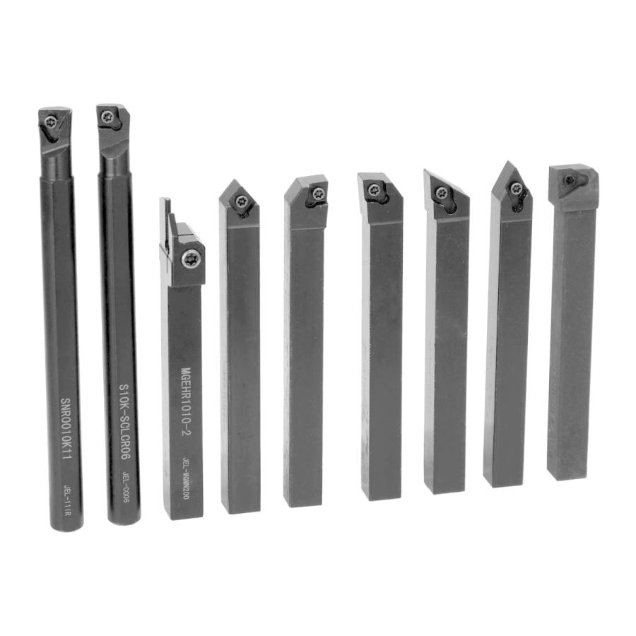 旋盤 バイト ホルダー 10mm 角 9本 チップ付 セット 新品 スロー