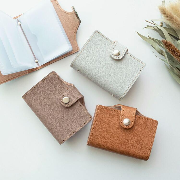 姫路レザー 本革 手帳型 カードケース シュリンク レザー ナチュラル