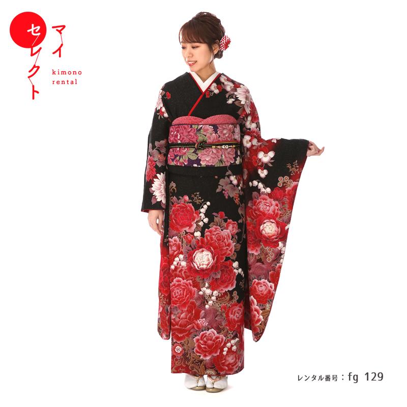 成人式 ショール 振袖レンタル 正絹 シンプル fg-129 フルセット一式