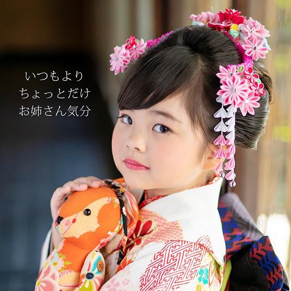 七五三 髪飾り 7歳 勝山かんざし ちんころ付き4点セット「 ピンク