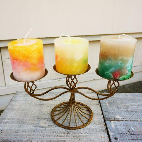 キャンドルスタンド 3連 ブロンズ 【アンティーク風 燭台】 [日曜祝日