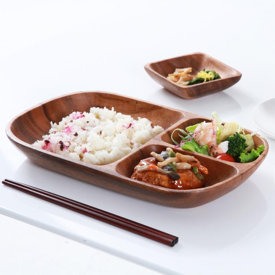 木製 食器 アカシア レクタングルトレー Lサイズ 仕切り付 ランチ