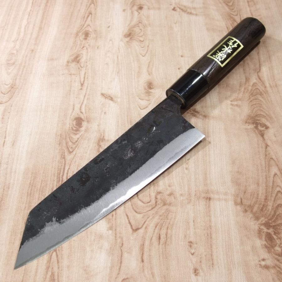 包丁 文化包丁 165mm 青紙2号 黒打ち仕上げ 焼栗柄 深水刃物 薩摩伝統