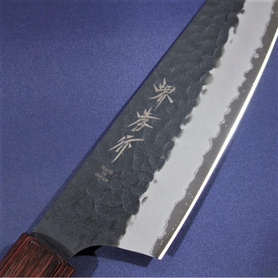堺孝行 剣型三徳 包丁 160mm 青紙スーパー 黒槌目 ケヤキ柄 日本製