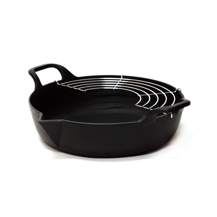 岩鋳（IWACHU） 保証書・パンフレット付 天ぷら鍋 南部鉄器 平底25cm