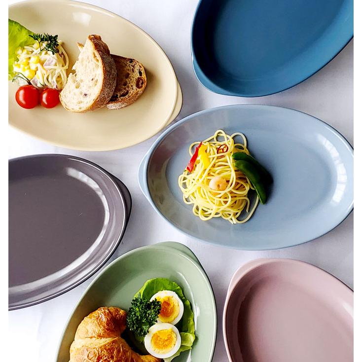 大皿 おしゃれ 楕円皿 クラシカルなカラーで可愛らしい耳付きオーバル