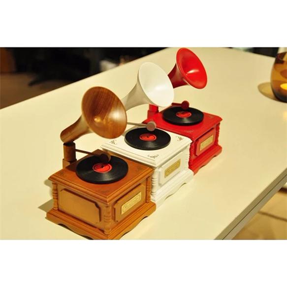 木製 アンティークオルゴール 蓄音機 かわいい 癒しグッズ インテリア