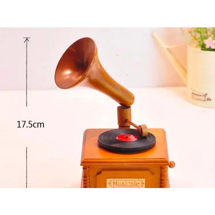 木製 アンティークオルゴール 蓄音機 かわいい 癒しグッズ インテリア