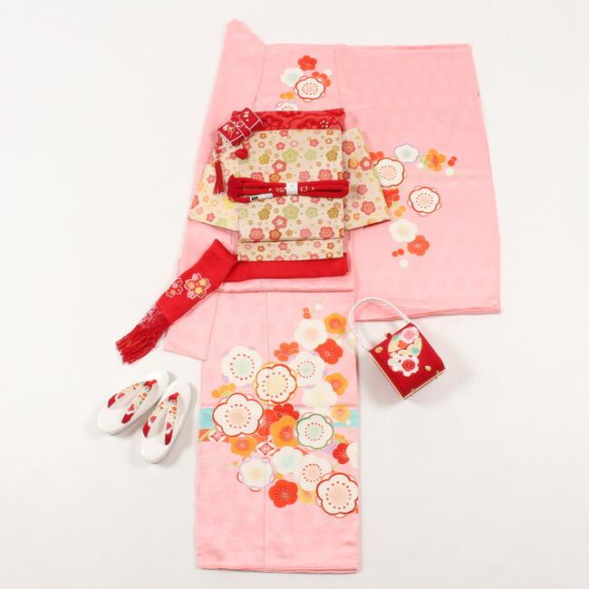 七五三 着物 7歳 正絹 購入 ピンク 梅文 京友禅 四つ身 絵羽模様 振袖