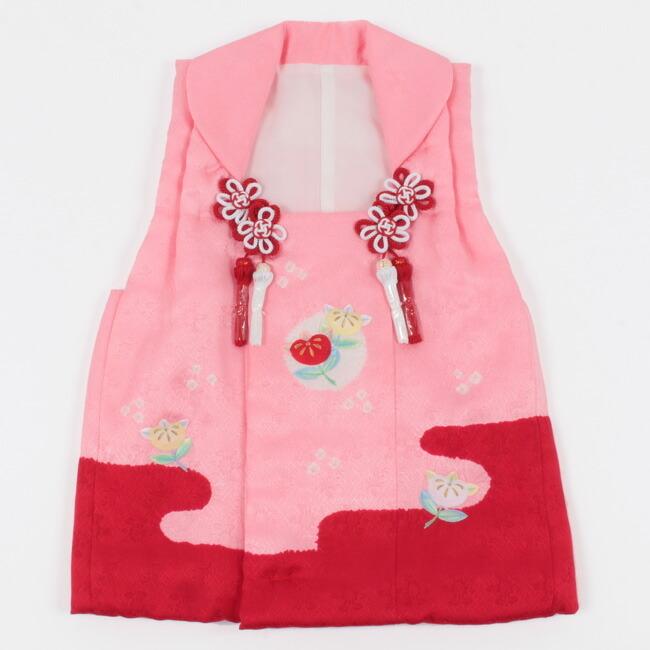 七五三 着物 3歳 被布 単品 購入 正絹 ピンク 赤 橘文 絞り 刺繍 日本