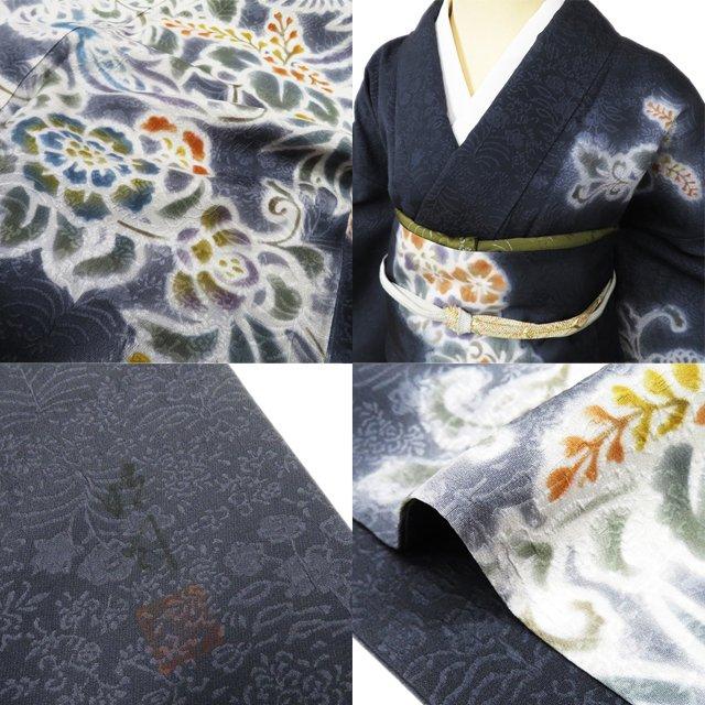 特選 訪問着 袋帯 2点セット 着物 中古 正絹 袷 内田明司 夾纈 花鳥の