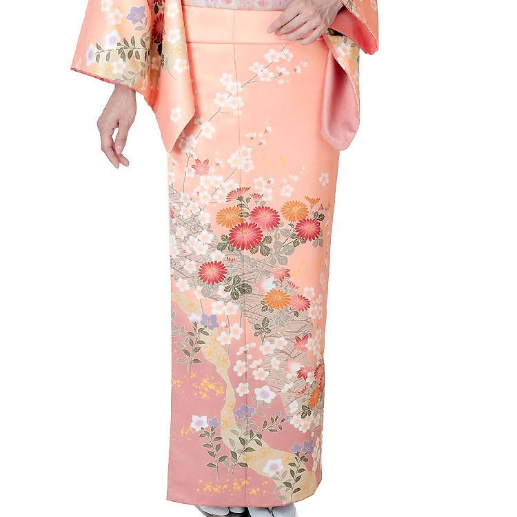 H.L（アッシュ・エル） 訪問着 5点セット 洗える サーモンピンク地