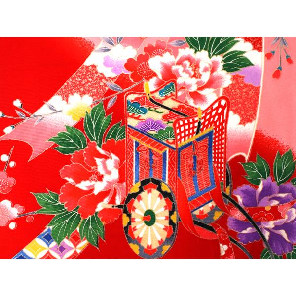 お宮参り 産着 女の子 赤 御所車 束ね熨斗 蝶 着物 長襦袢 セット 古典