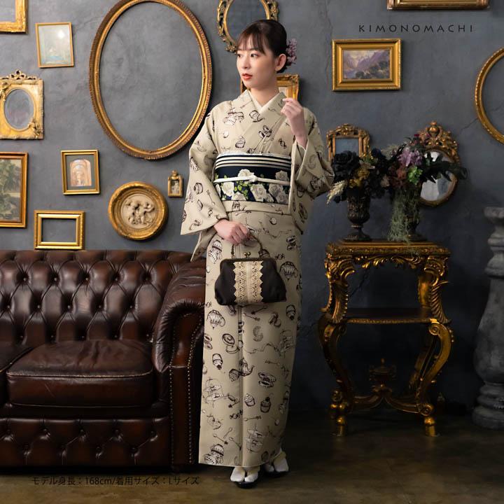 KIMONOMACHI 洗える着物 セット「袷着物：アフタヌーンティー ベージュ