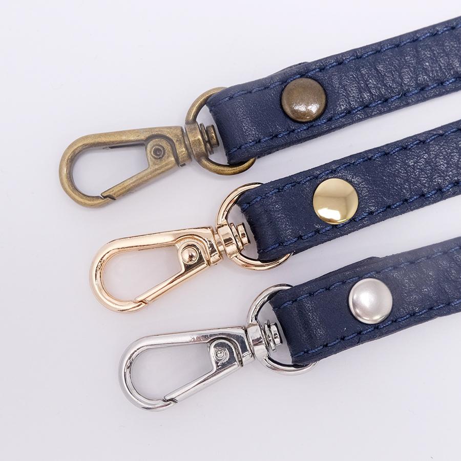 本革ショルダーストラップ シュリンクレザー ネイビー 金具3色