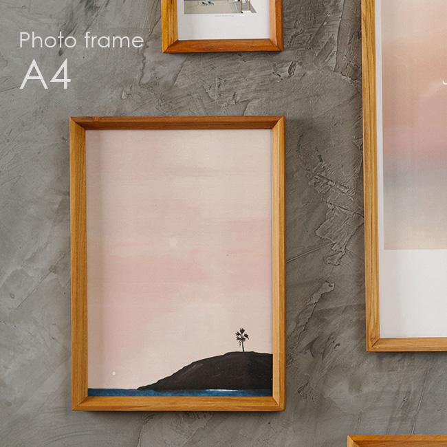 チークフレーム A4 V-A4(木製 フレーム 額 額縁 枠 チーク おしゃれ