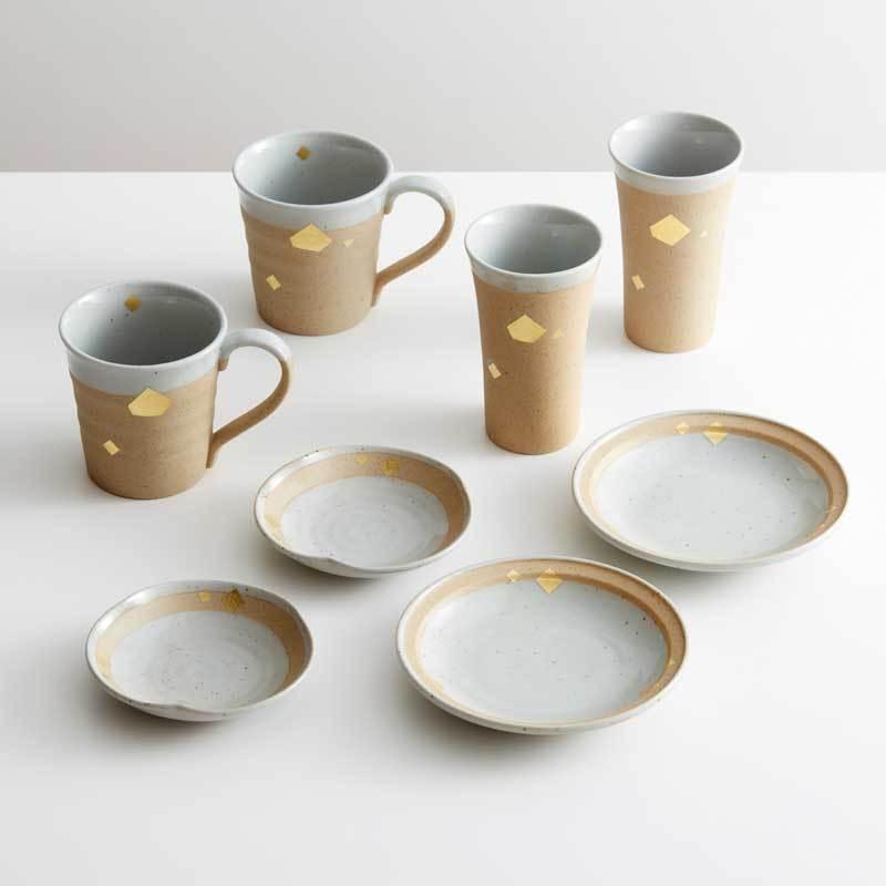 九谷焼 金沢金箔ちらし 8点セット 【吉右衛門窯 限定セット】 おしゃれ