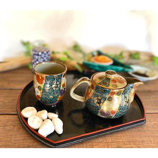 九谷焼 高級 陶磁器 急須2点セット 小 金花詰 青粒 傑作 裏絵(Kutani