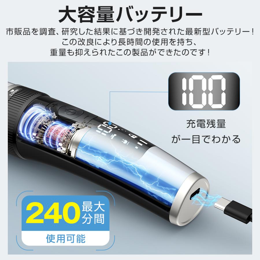 BELANDO 電動バリカン IPX7防水 低騒音 全身水洗可 LEDディスプレイ
