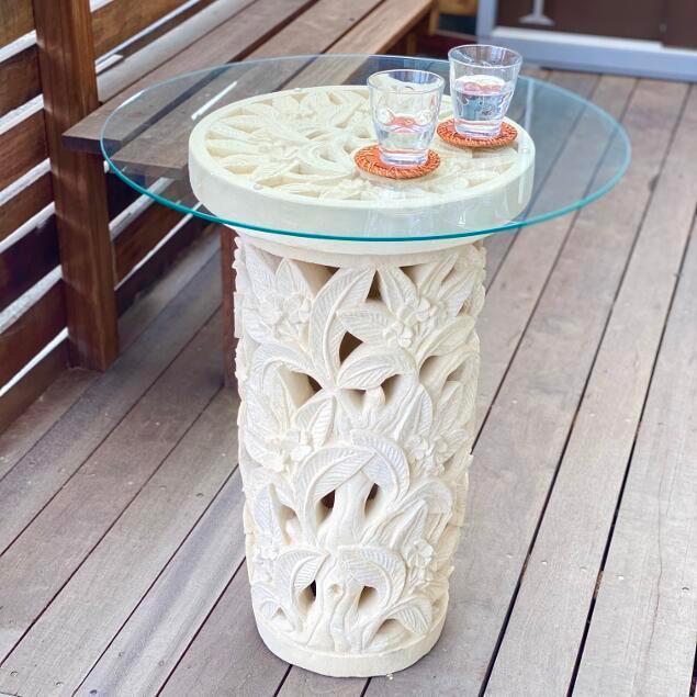 バリ島製 石台 テーブル スタンド ストーン オブジェ 置台 H70cm