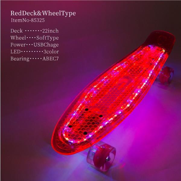 スケートボード スケボー ミニクルーザー LED内蔵 デッキ ウィール