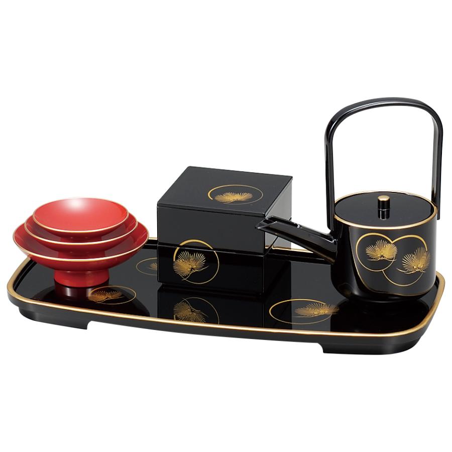 山中塗 屠蘇器 (とそき) 光輪松 おとそ お正月 お正月用品 銚子 盃 お