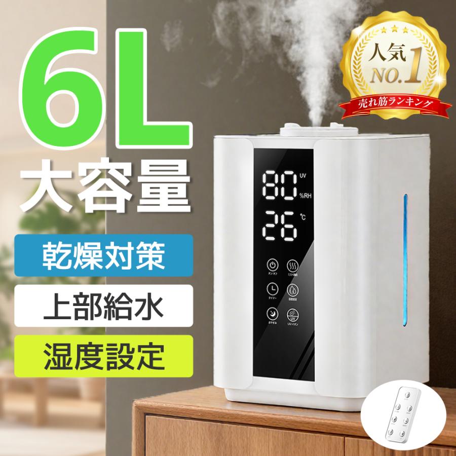 花粉対策！10％OFFで4122円】 加湿器 大容量 6L 卓上 超音波式 ダブル