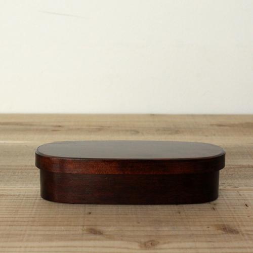 松野屋 すり漆長小判弁当箱 木曽 漆器 御嶽山 ひのき 摺り漆 手作り