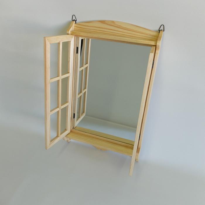 MADE IN AWA/壁掛けミラー/window mirror/扉付き/観音開き/化粧鏡