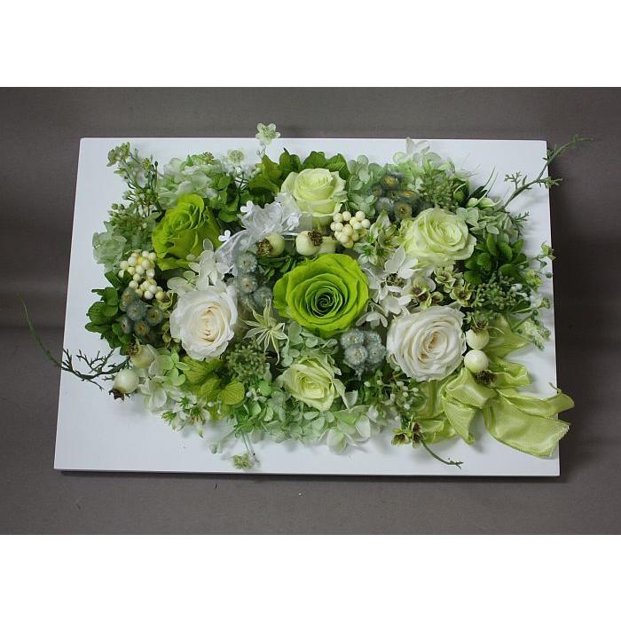 プリザーブドフラワー＊ケース入りfフレームアレンジ＊グリーン系