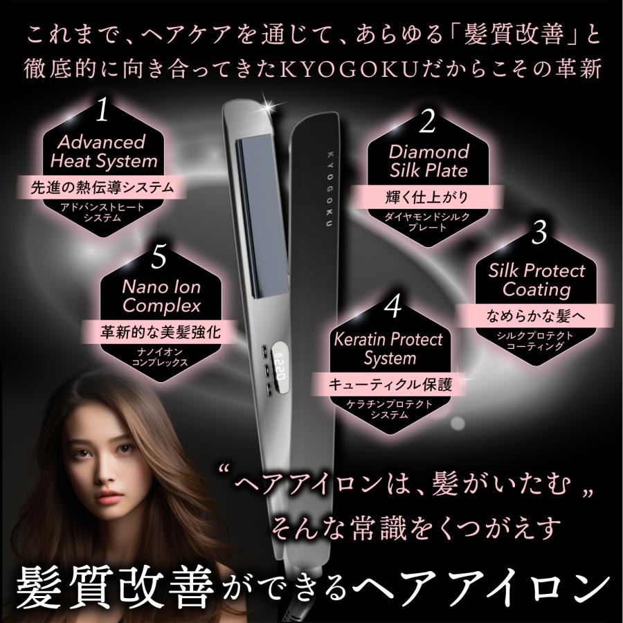公式 15％OFF 【 KYOGOKU ナノシルクケラチン ストレートアイロン