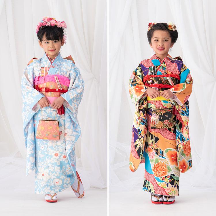 七五三 7歳女の子用 筥迫/箱せこ(はこせこ)6点セット 金襴 全6色 黒/赤