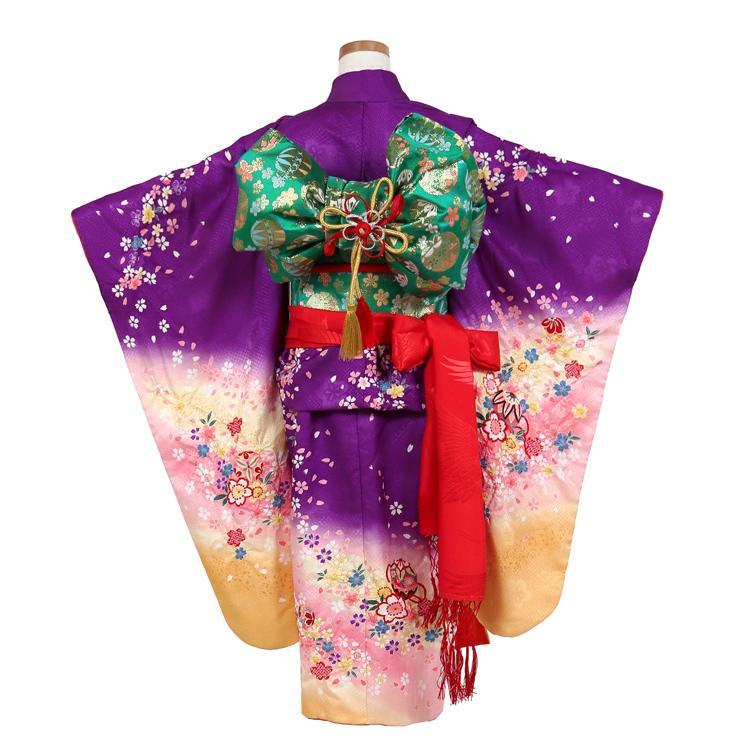 七五三 着物 7歳 レンタル フルセット 女の子 箱迫セット 紫 古典柄