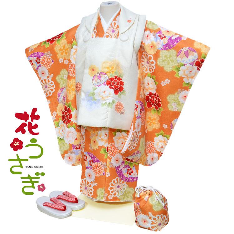 七五三 着物 3歳 女の子 被布セット 花うさぎ ブランド クリーム