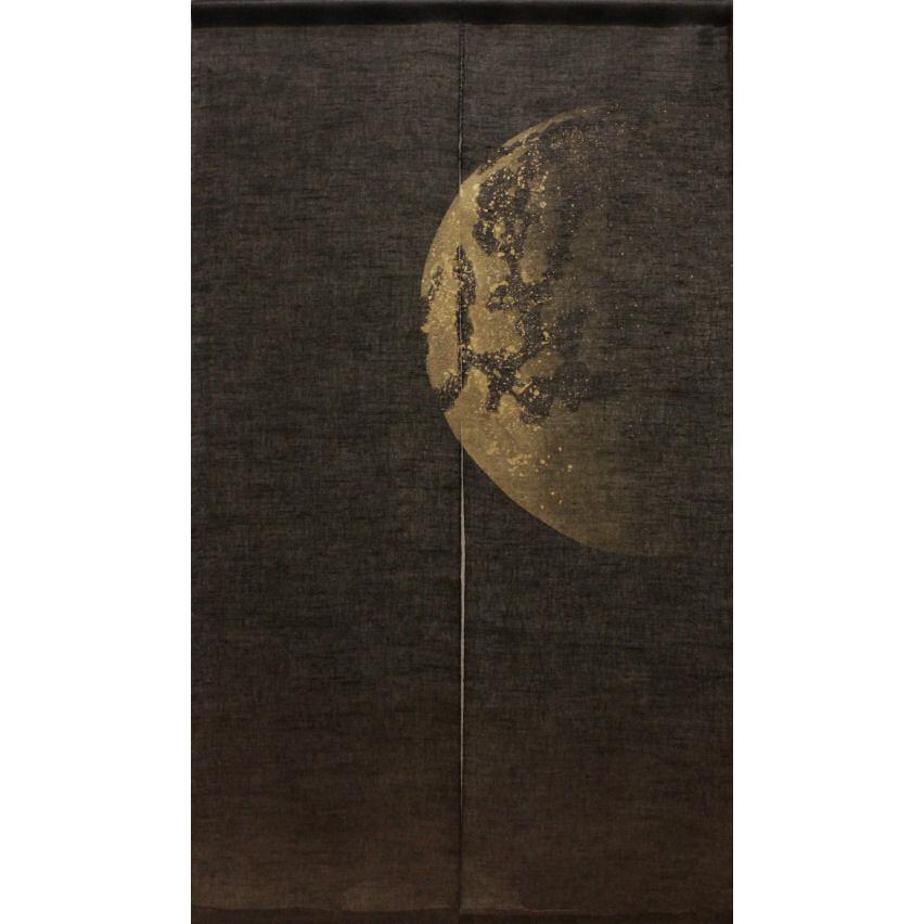 麻のれん 「有明月」 天つのれん 万葉舎 のれん ロング丈 月 長月 月夜