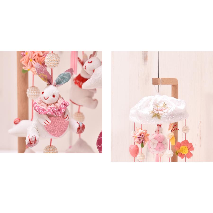 つるし雛 つるし飾り「ミニうさぎっ子 れい」 名入り木札付き 高さ34cm